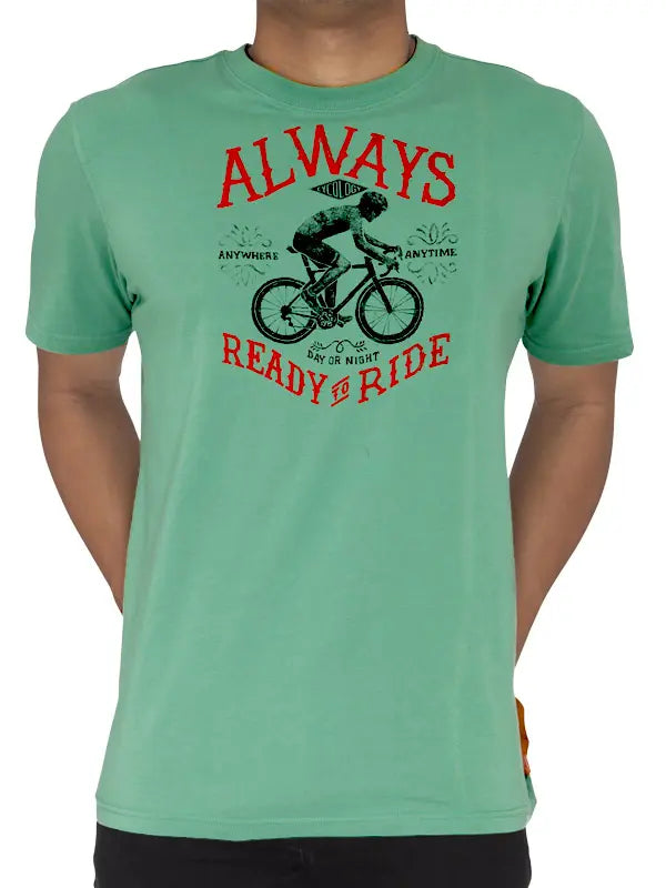Always Ready to Ride Mens Green Cycling T-Shirt | Cycology AUS