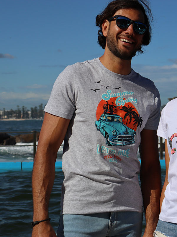 Cycling Summer Mens Grey Tee on Model | Cycology AUS