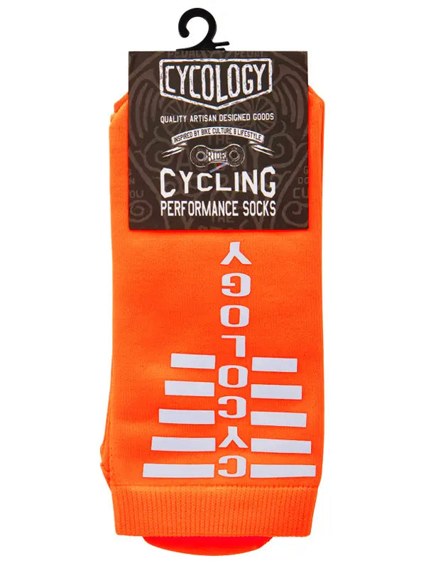 Cycology Orange Reflective Logo Cycling Socks | Cycology AUS