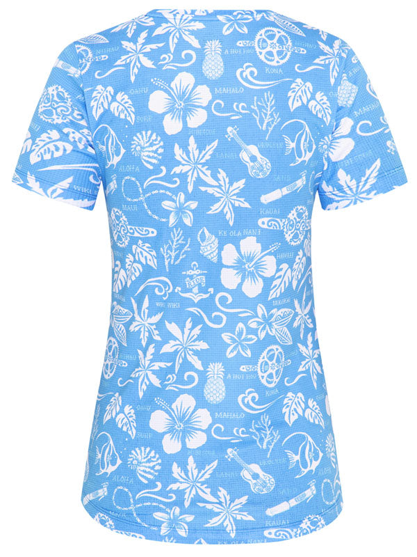 Hawaii Blue Women's Technical T shirt Back  | Cycology AUS