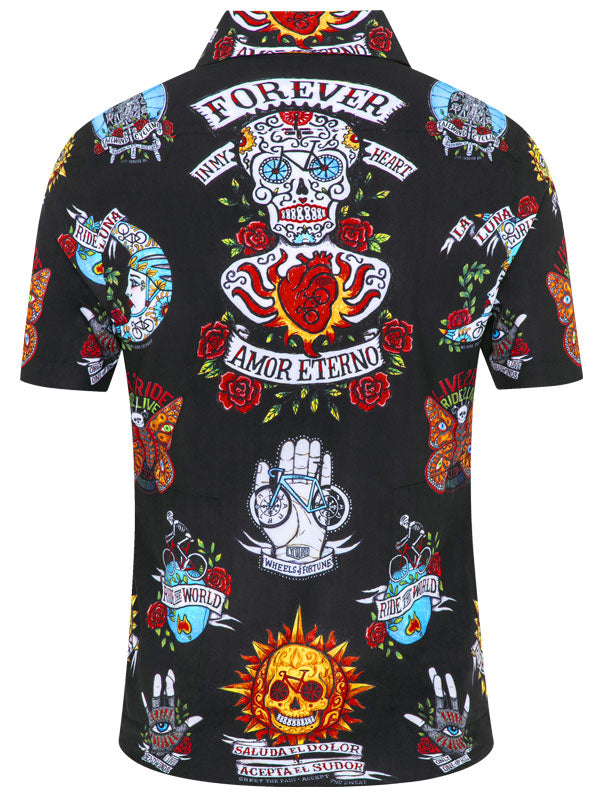 Mexicali Men's Black Gravel Cycling Shirt Back  | Cycology AUS