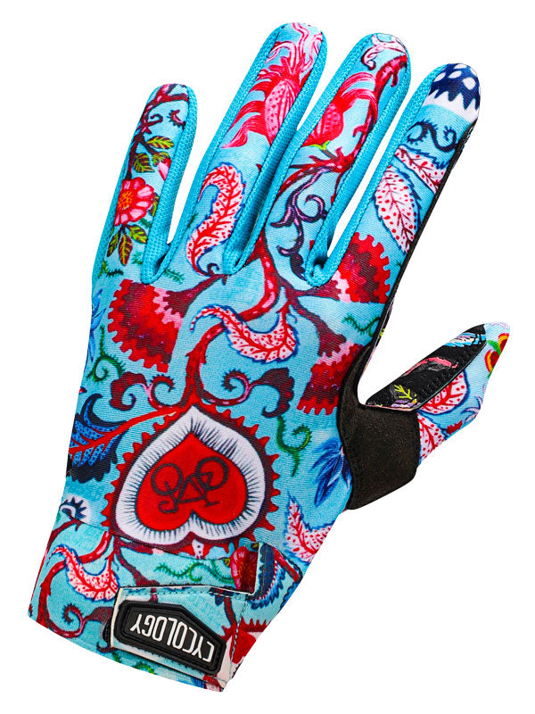 Secret Garden Blue MTB Gloves  Top view | Cycology AUS