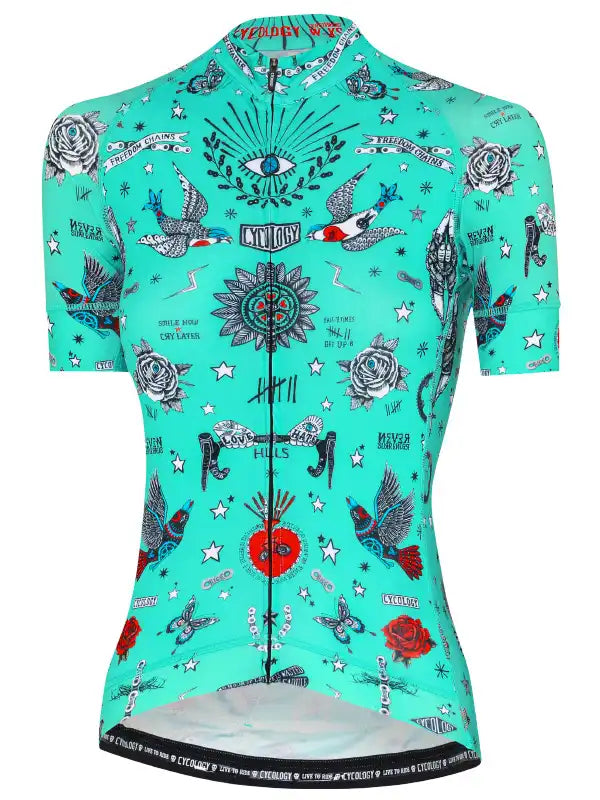 Tattoo Blue Women's Cycling Jersey  Front | Cycology AUS