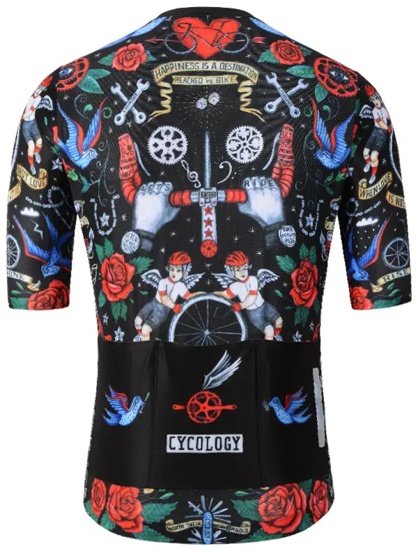Velo Tattoo OG Men's Black Reborn Jersey Back  | Cycology AUS