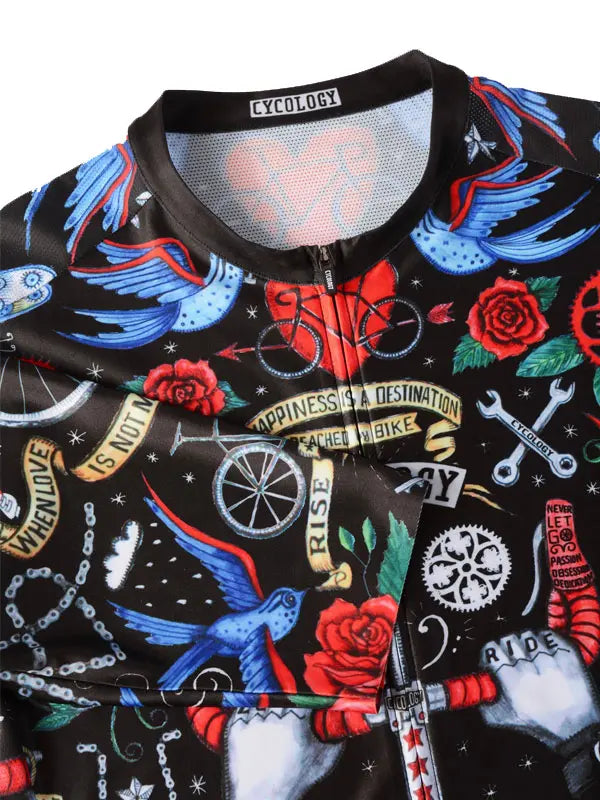 Velo Tattoo OG Men's Black Reborn Jersey  Neck | Cycology AUS