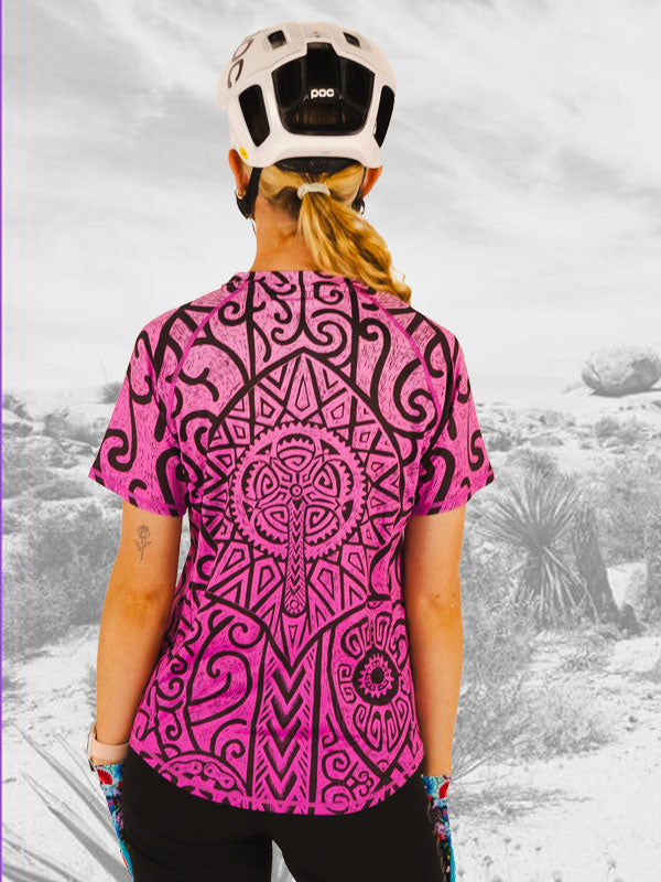 Zanzibar Pink Women's Mountain Bike Jersey  Back View | Cycology AUS