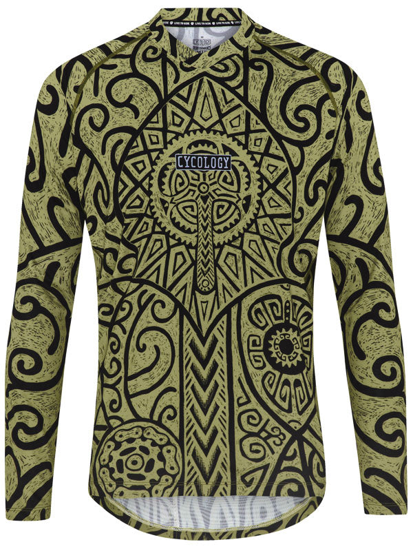 Zanzibar Green Long Sleeve Mountain Bike Jersey Front  | Cycology AUS