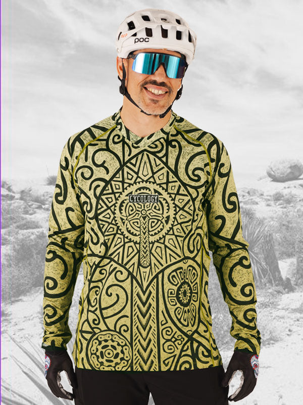 Zanzibar Green Long Sleeve Mountain Bike Jersey  on model | Cycology AUS