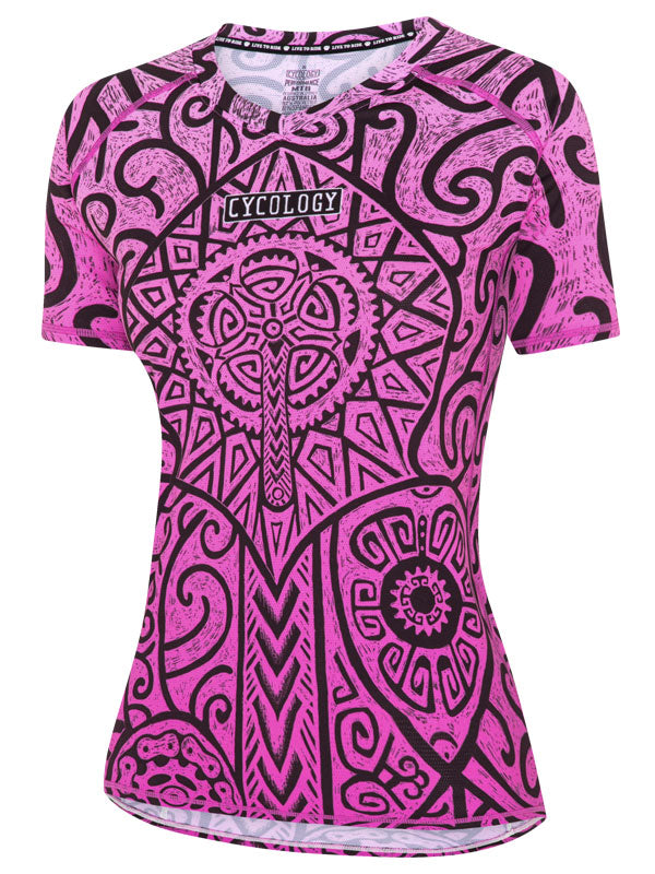 Zanzibar Pink Women's Mountain Bike Jersey Front View | Cycology AUS