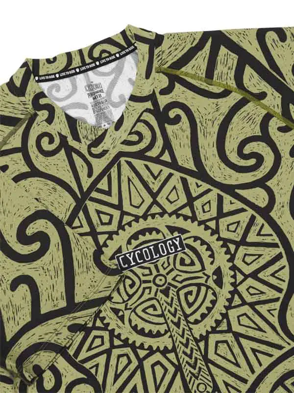 Zanzibar Green Long Sleeve Mountain Bike Jersey V Neck  | Cycology AUS